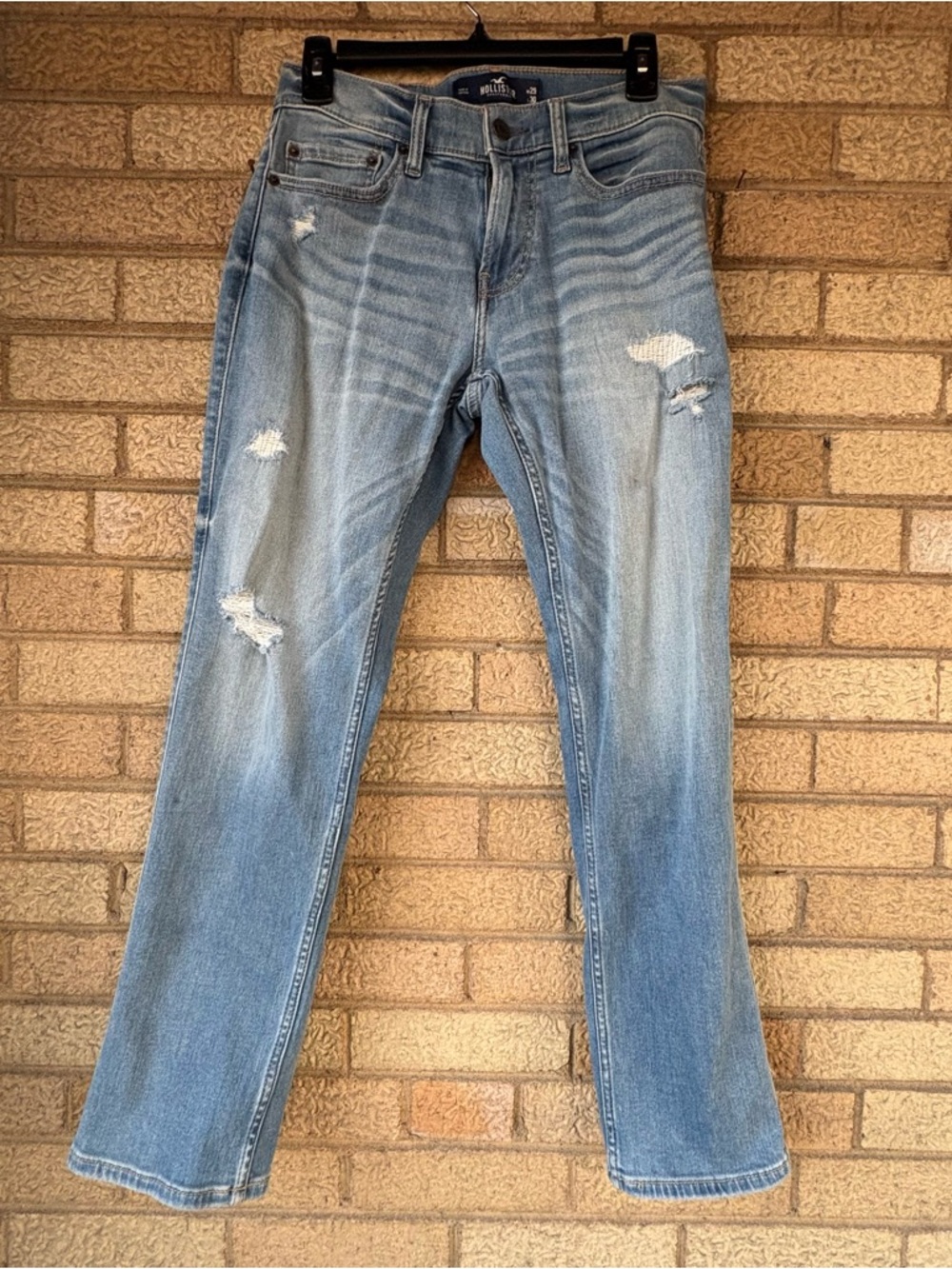 Hollister Light Blue Straight Leg Distressed Jeans